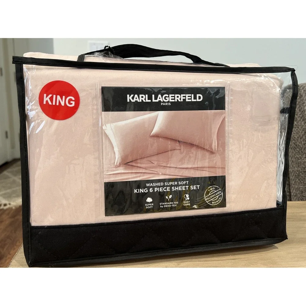 Karl Lagerfeld Paris King Size  6 Piece Sheet Set Super Soft Washed Microfiber